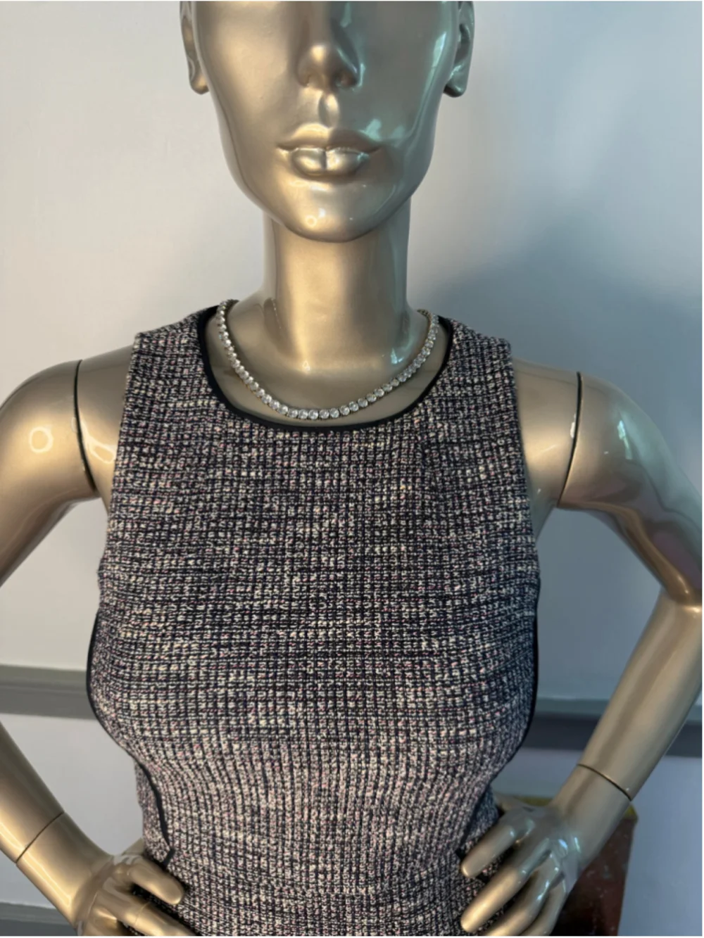 J.Crew Textured Tweed Sheath Dress Navy Pink Ivory Sleeveless Size 00